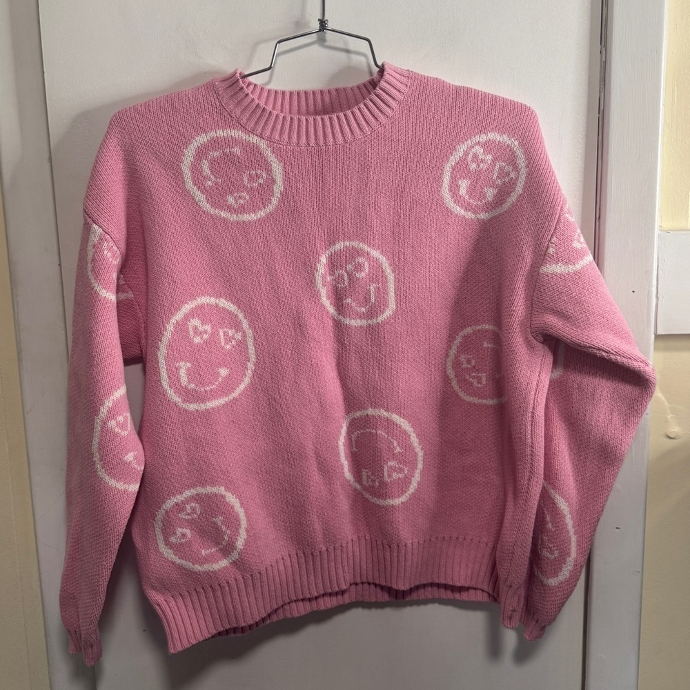 Pink Smiley Face Sweater